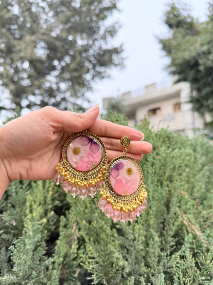Pink fairy jhumkas