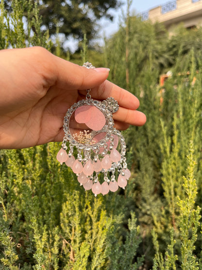 Prettiest ice pink mirror jhumka