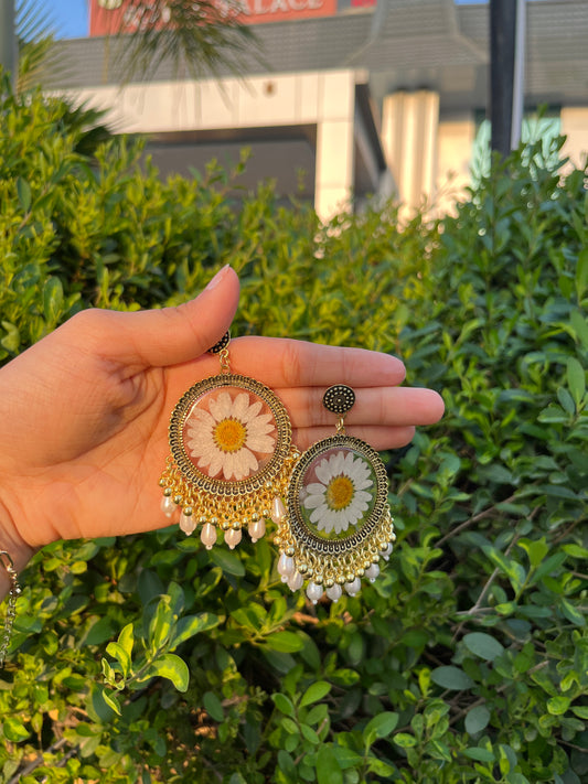 Pearly daisy jhumkas