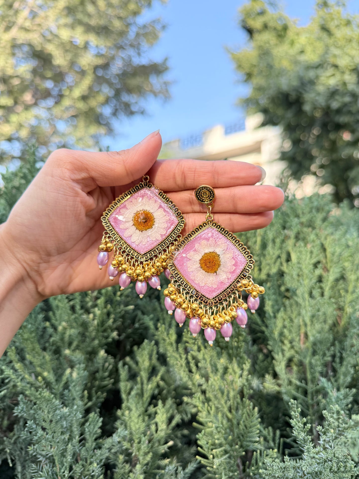 Pink bloom jhumka