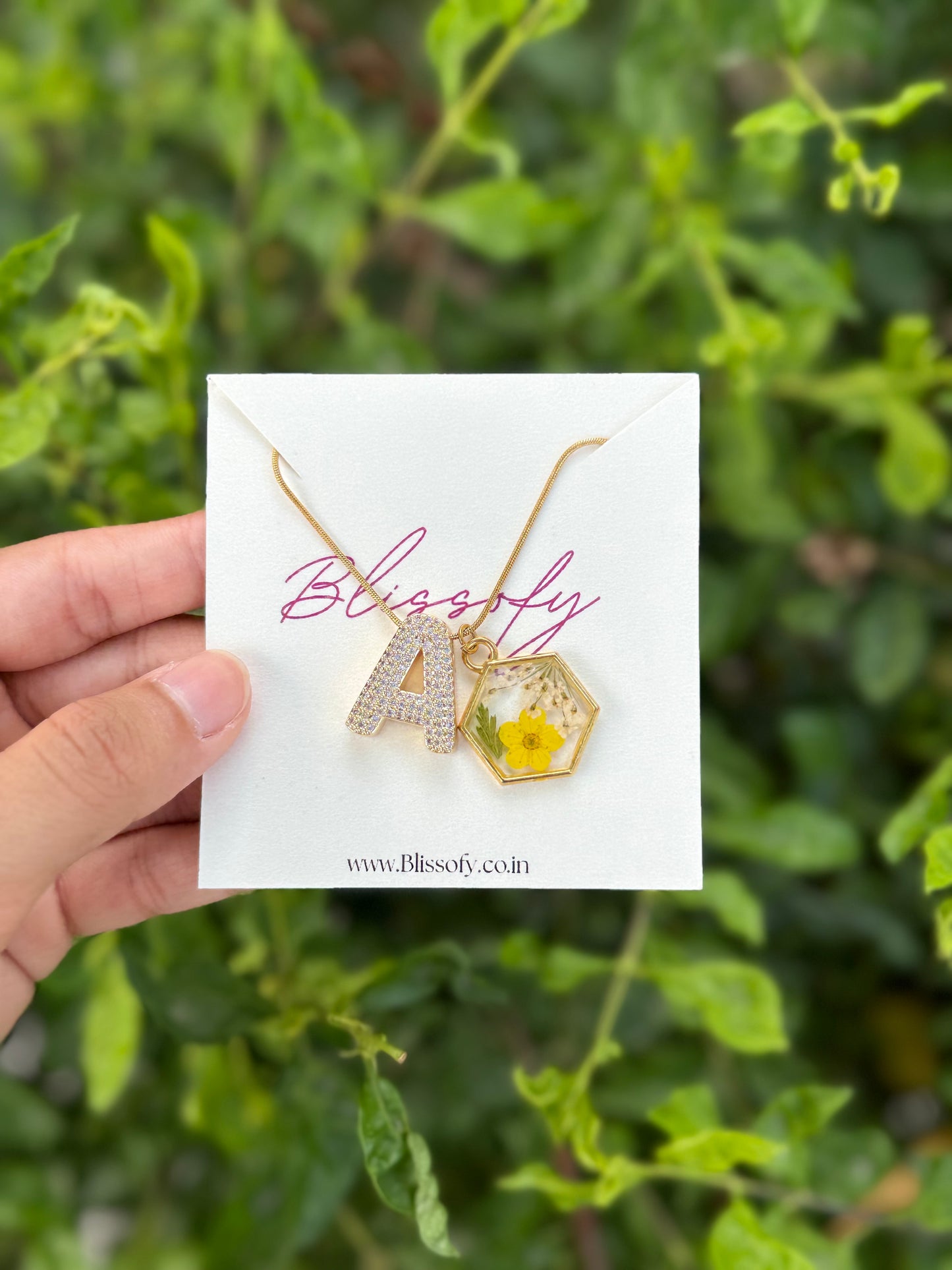 Golden bloom initial necklace