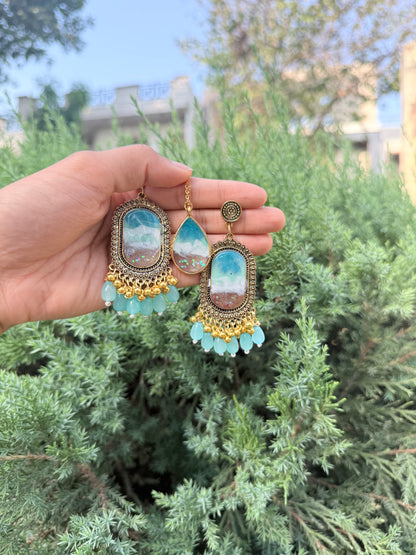 Ocean Jhumka & necklace