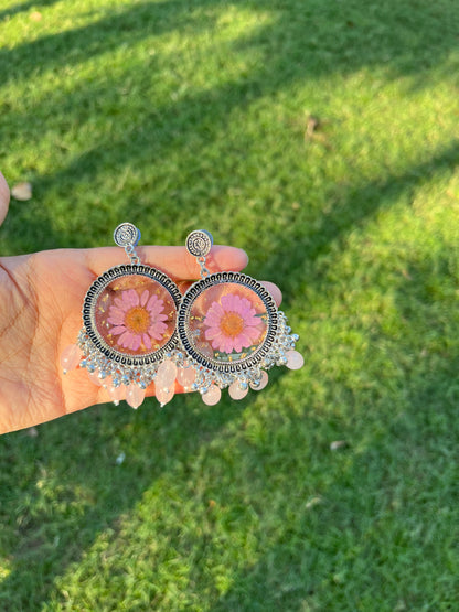 Elegant floral jhumkas ( without pink beads)