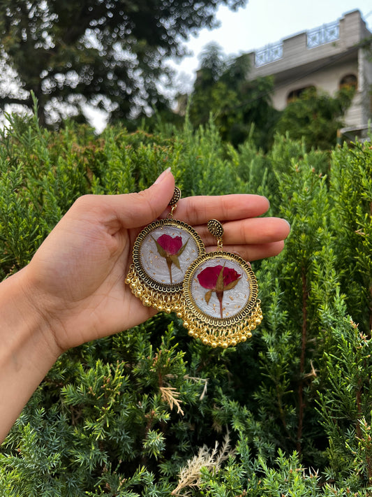Adorable real rose jhumkas