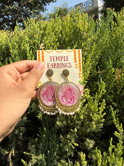 Pink ganesha jhumkas
