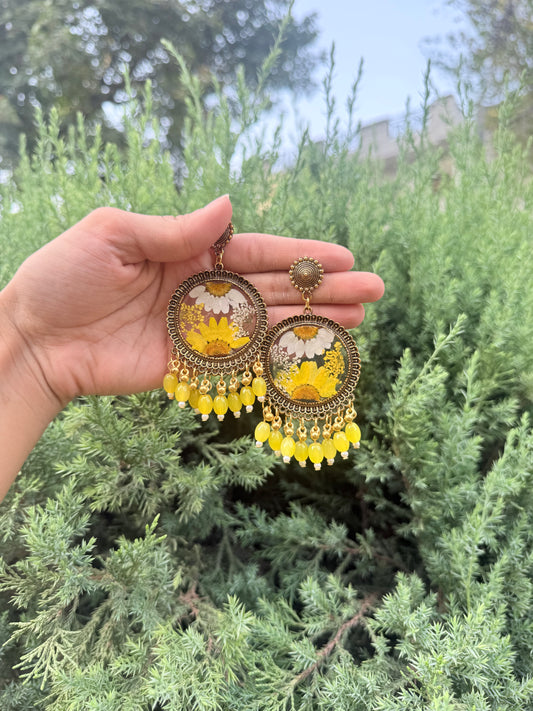 Yellow daisy jhumkas
