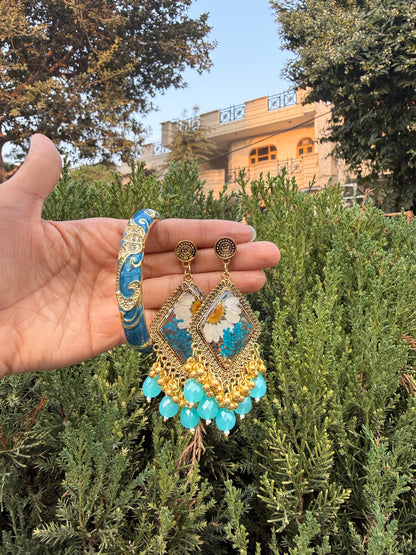 Blue fern jhumka & bangle