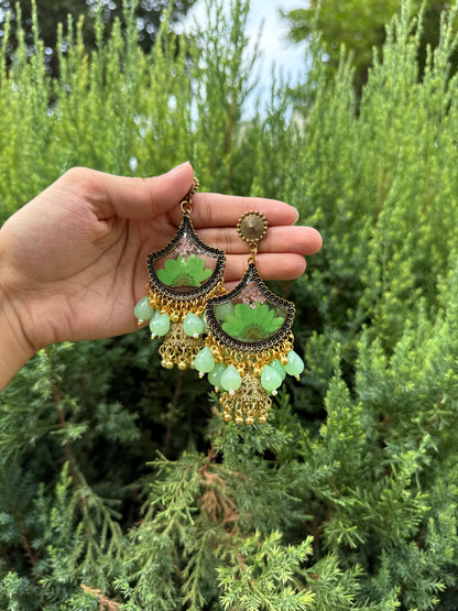 Green ghungroo jhumkas