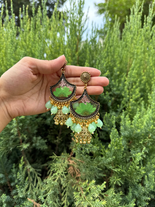 Green ghungroo jhumkas