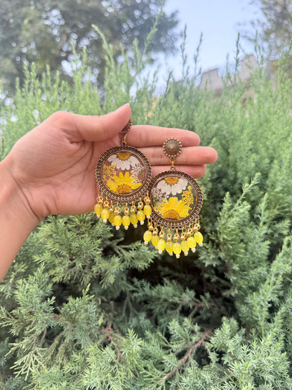 Yellow daisy jhumkas