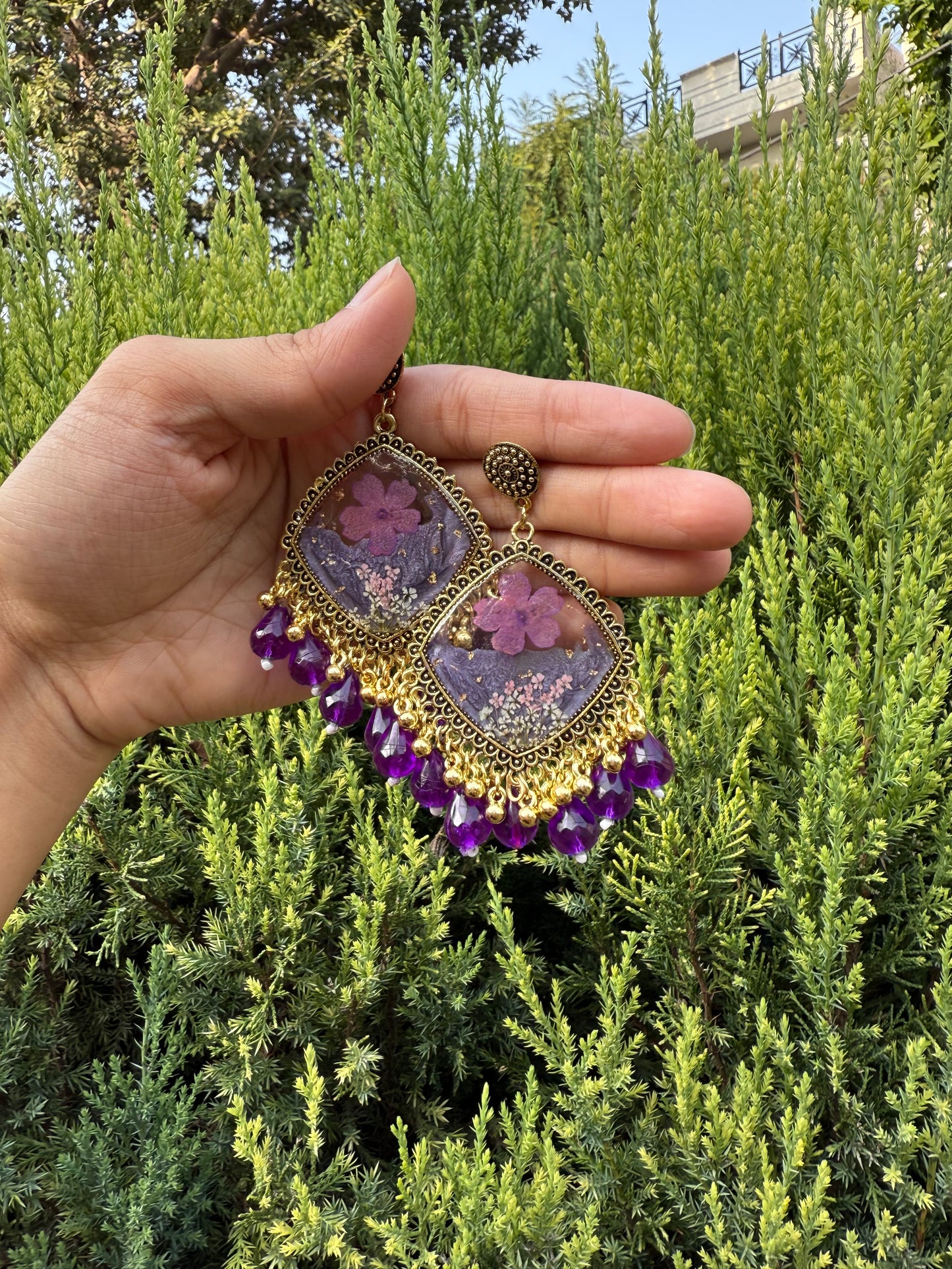Lilac wedding jhumkas