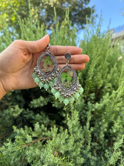 Green hydrangea jhumkas