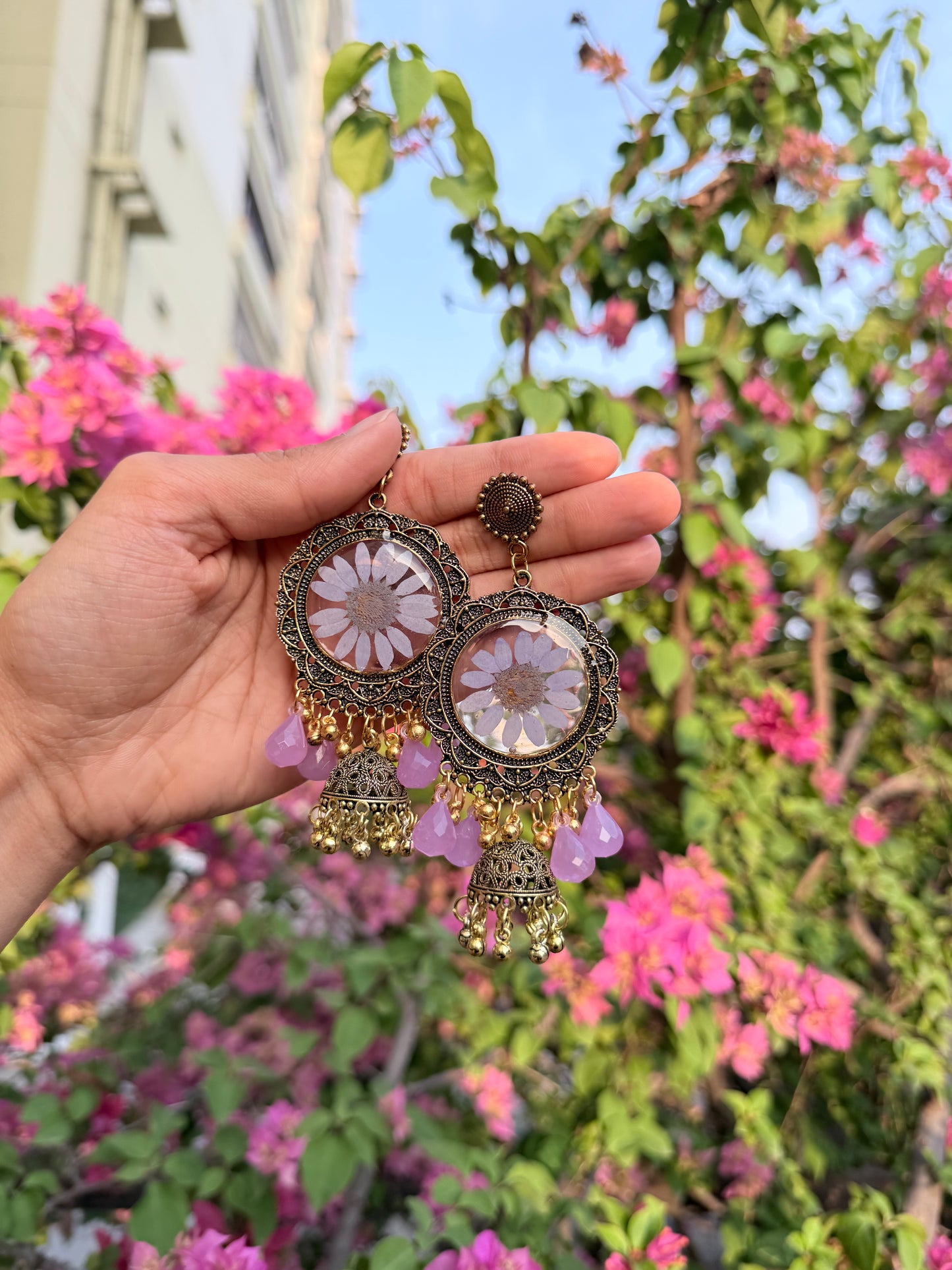 Lav daisy jhumka