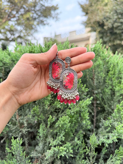 Red petal jhumka