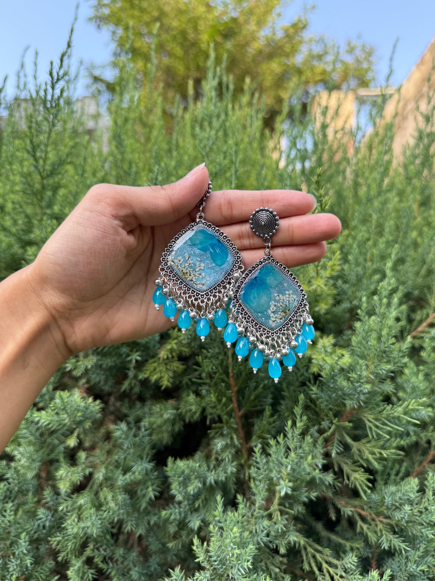 Blue crystal Jhumka
