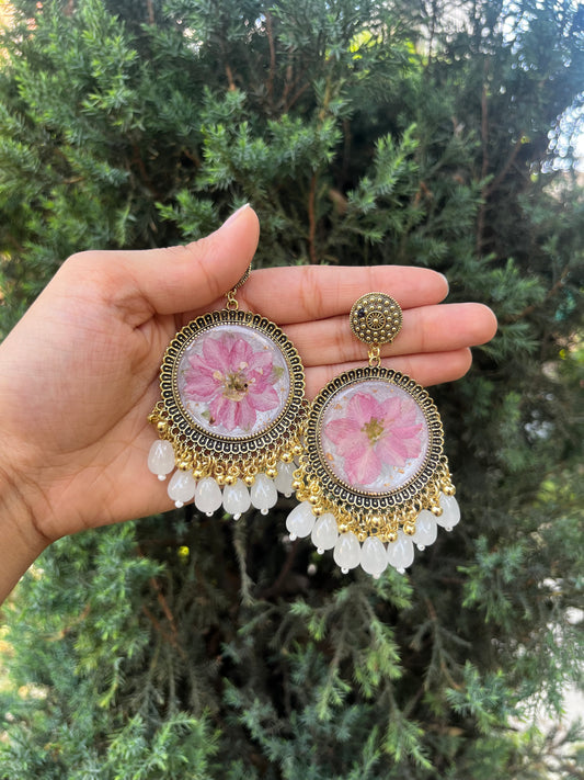 Golden larkspur jhumka