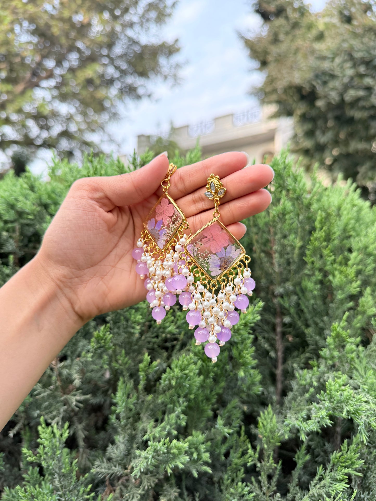 Pearly lav jhumka