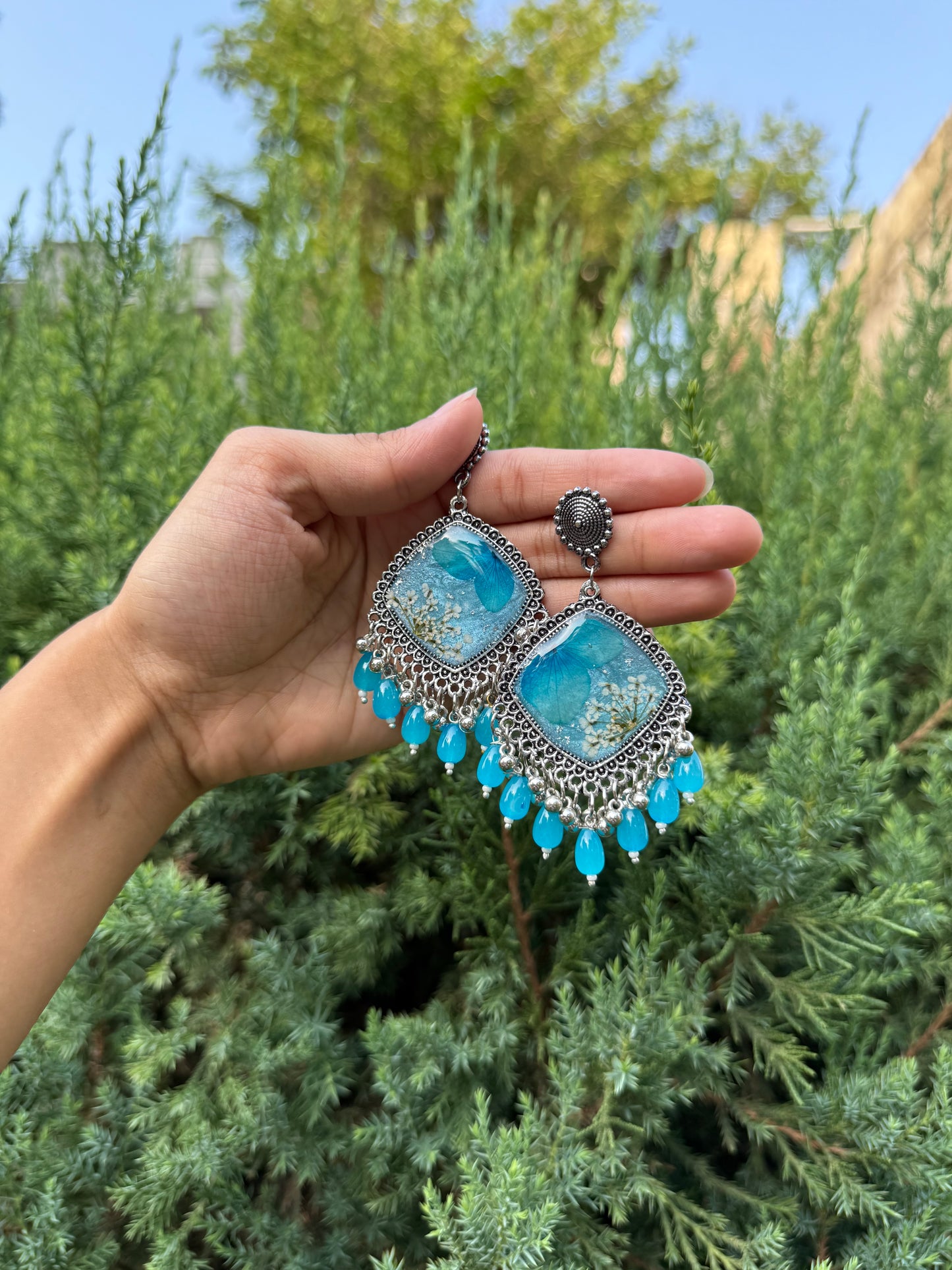 Blue crystal Jhumka