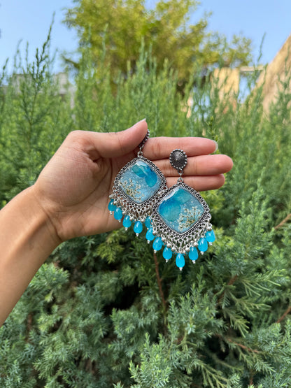 Blue crystal Jhumka