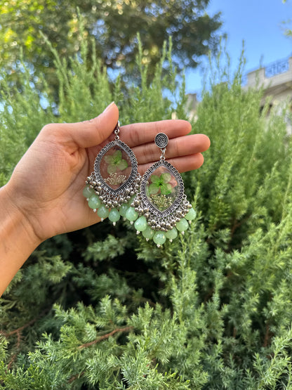 Green hydrangea jhumkas