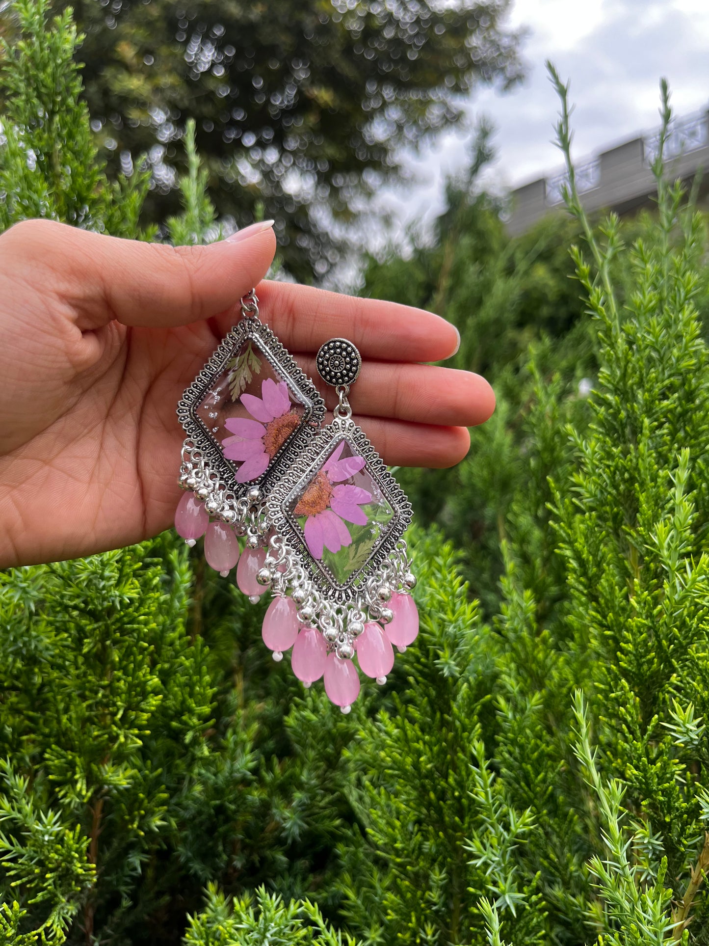 Lavender flora jhumka