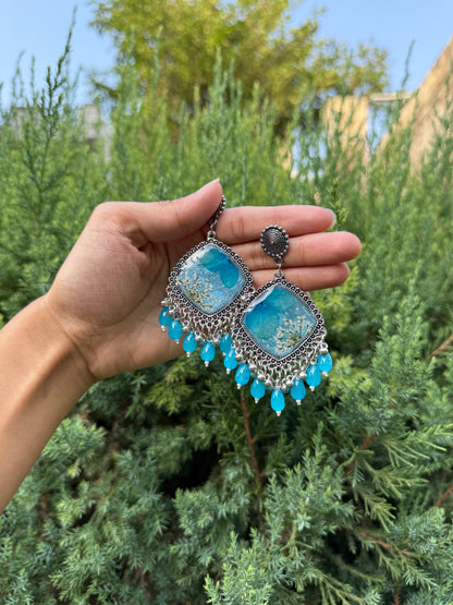 Blue crystal Jhumka