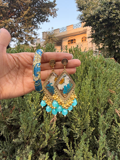 Blue fern jhumka & bangle
