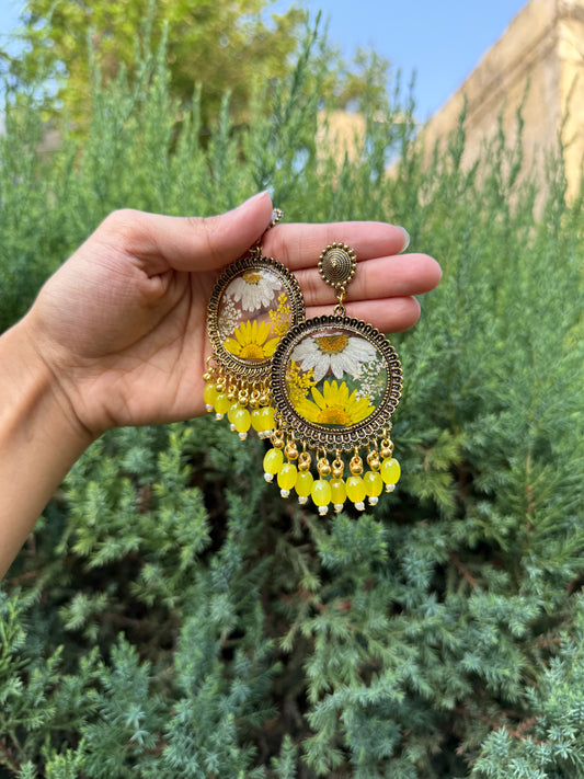 Yellow daisy jhumkas