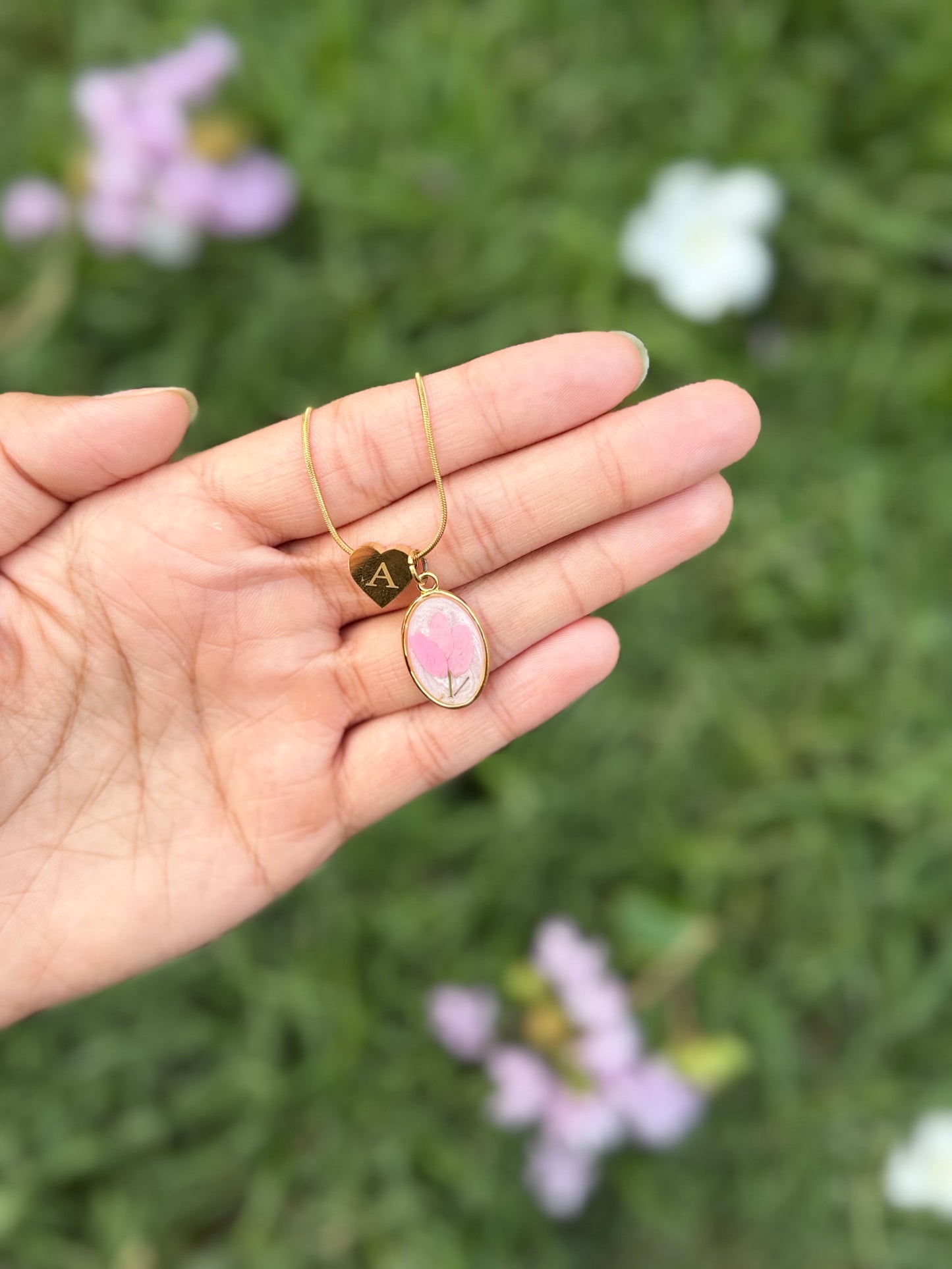 Tulip initial necklace