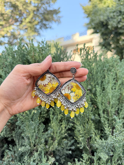 Royal yellow daisy jhumka
