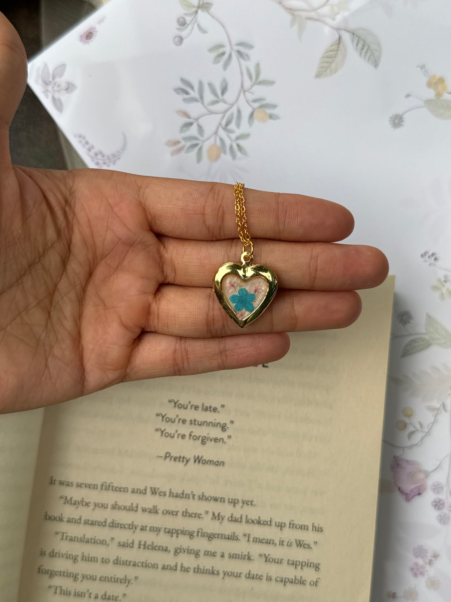 Plum blossom heart locket