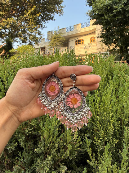 Pink meadow jhumkas