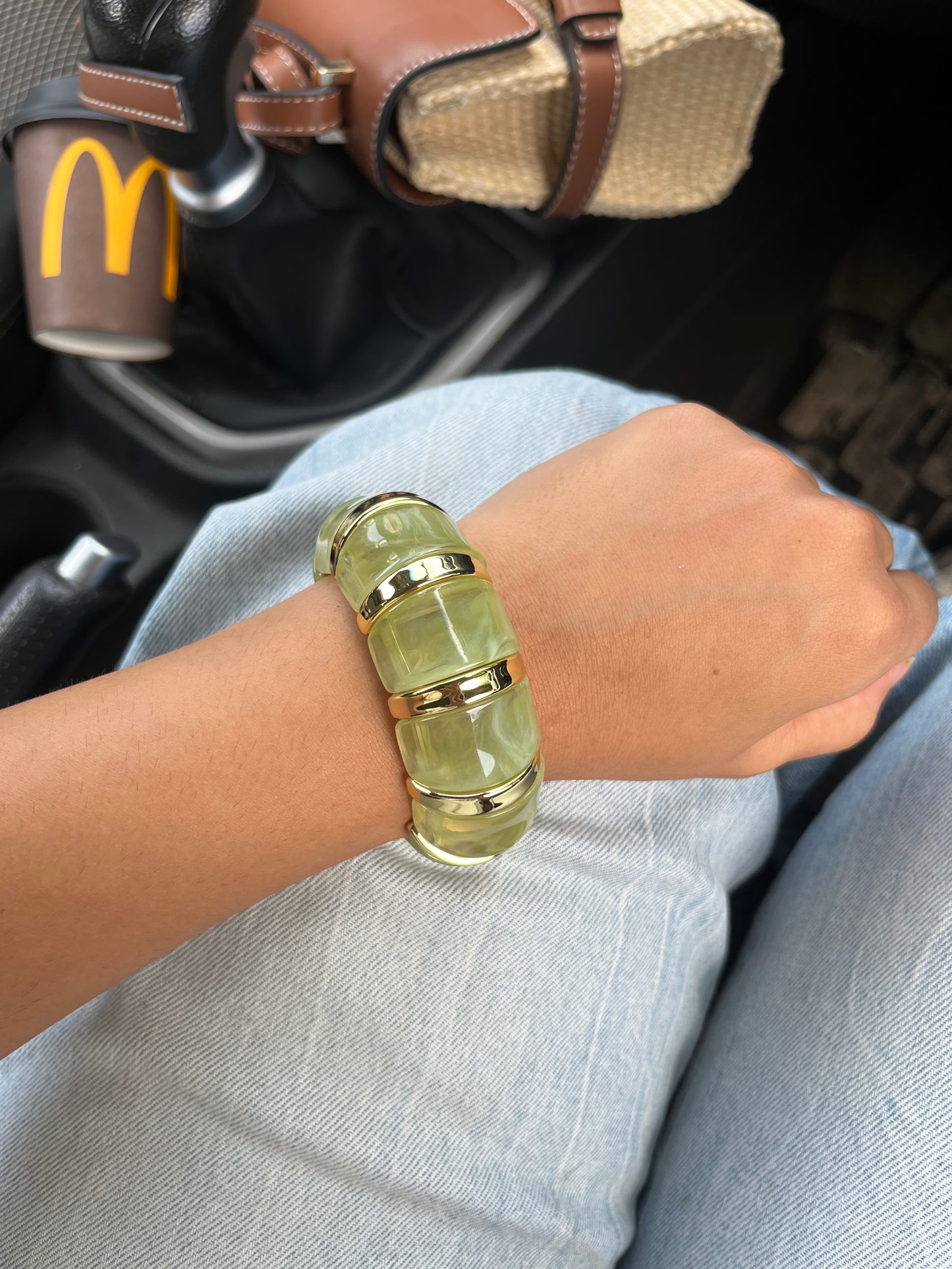 Green cloud resin bangle