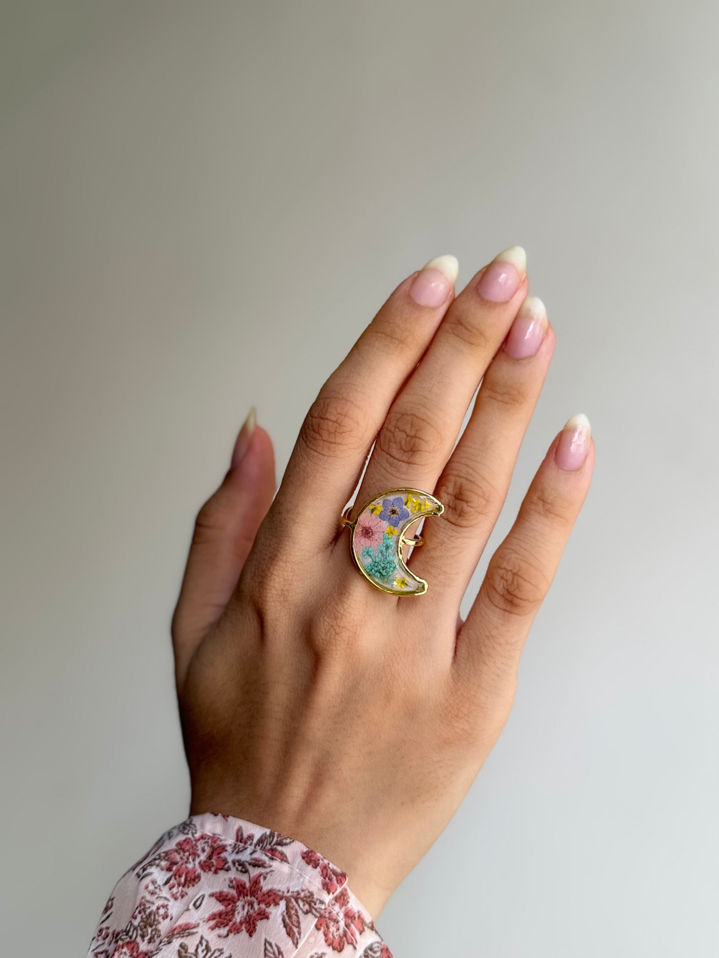 Crescent emerald ring
