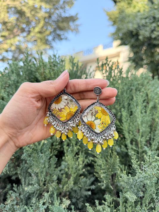 Royal yellow daisy jhumka
