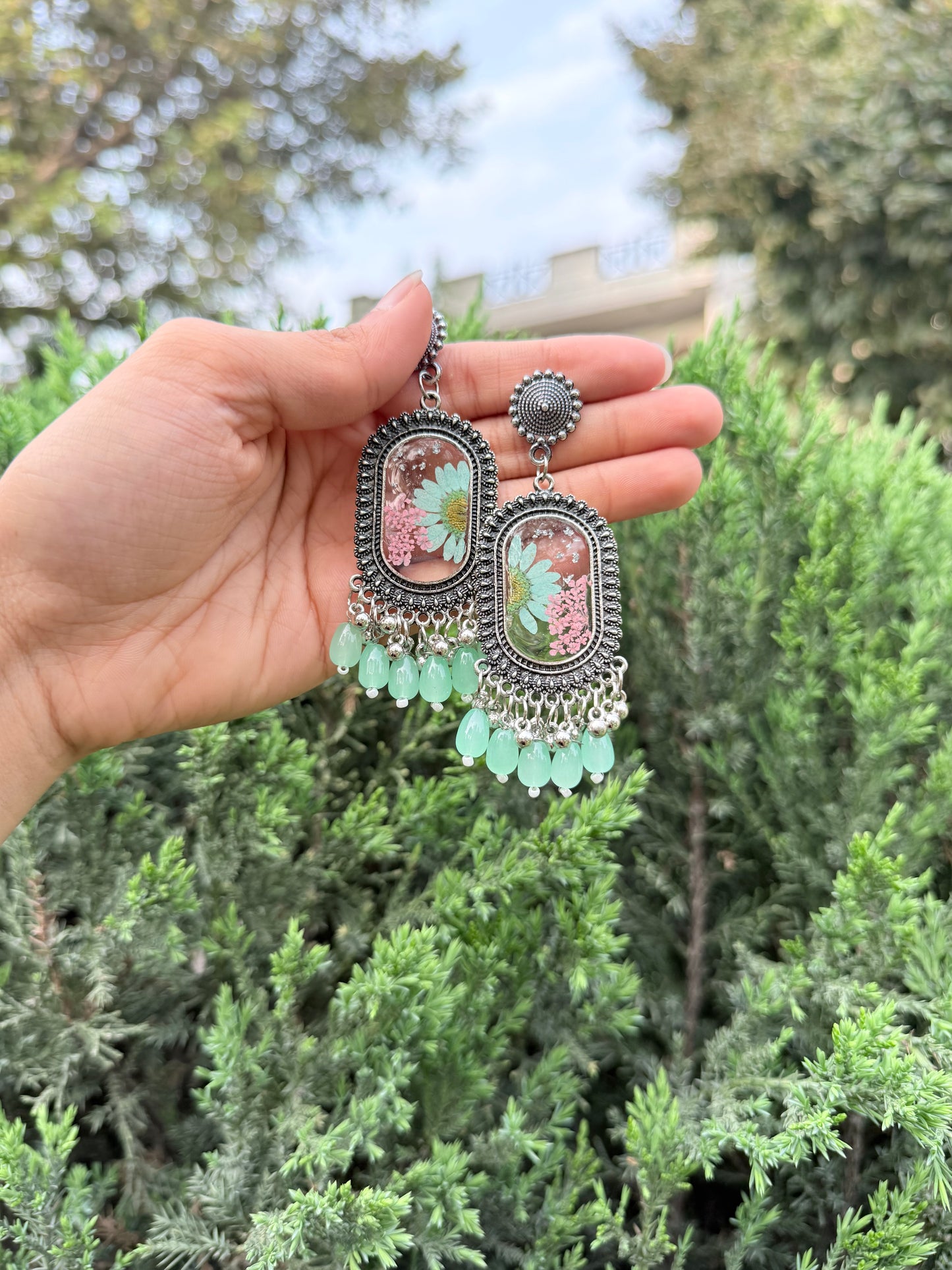 Turquoise mist Jhumka