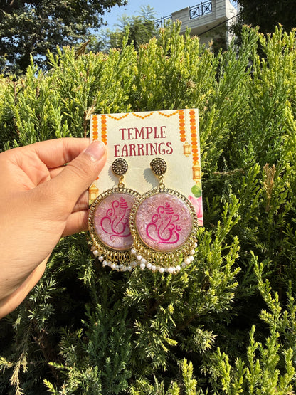 Pink ganesha jhumkas