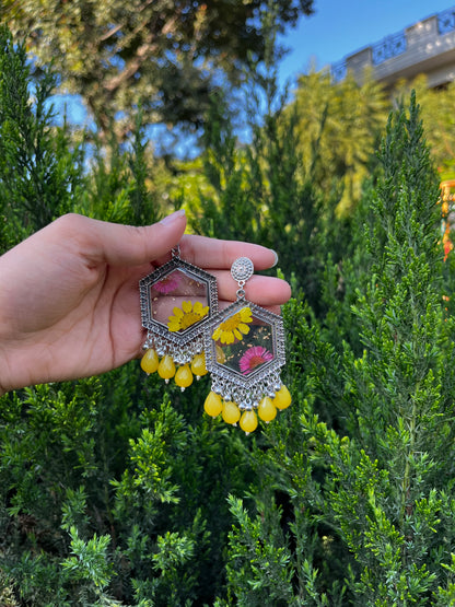 Mini yellow daisy jhumkas