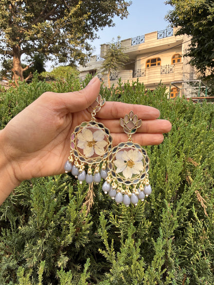 Elegant gray mirror jhumkas