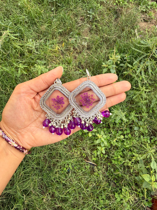 Violet jhumka & bangle set