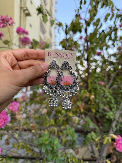 Oxidised daisy jhumkas