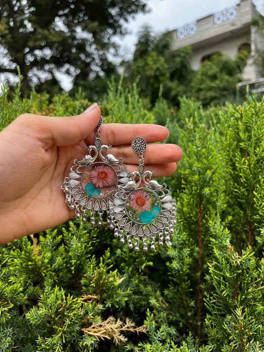 Elegant teal peacock jhumkas