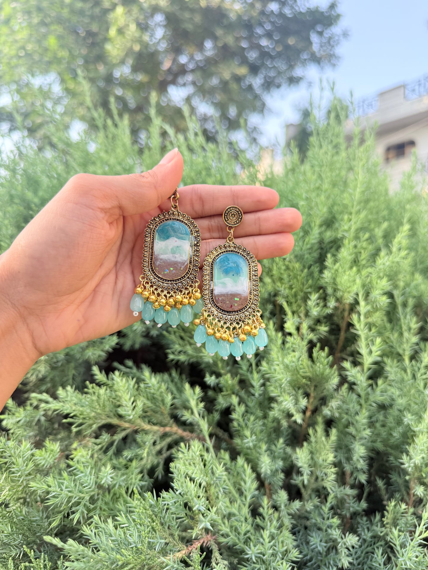 Ocean Jhumka & necklace