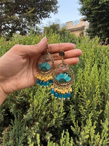 Teal drop jhumkas