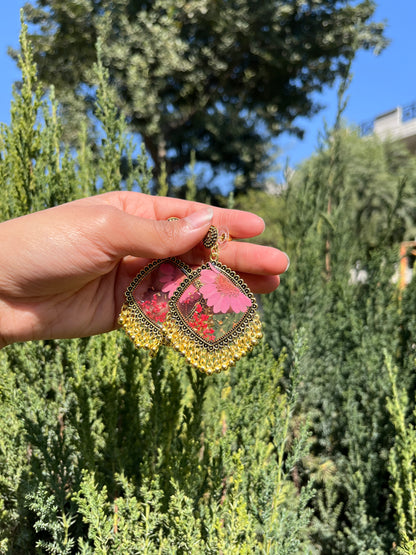 Elegant floral jhumka (without pink beads)