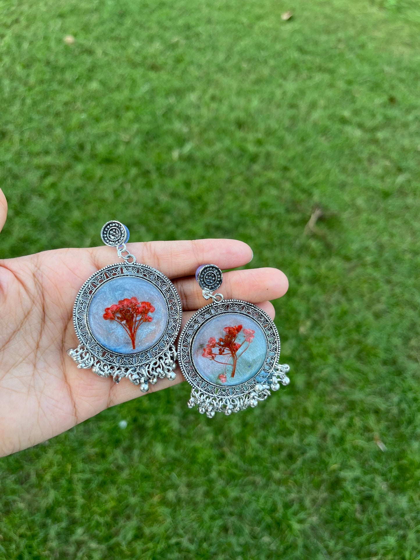 Handmade floral jhumkas