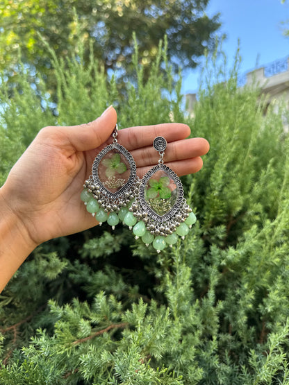 Green hydrangea jhumkas
