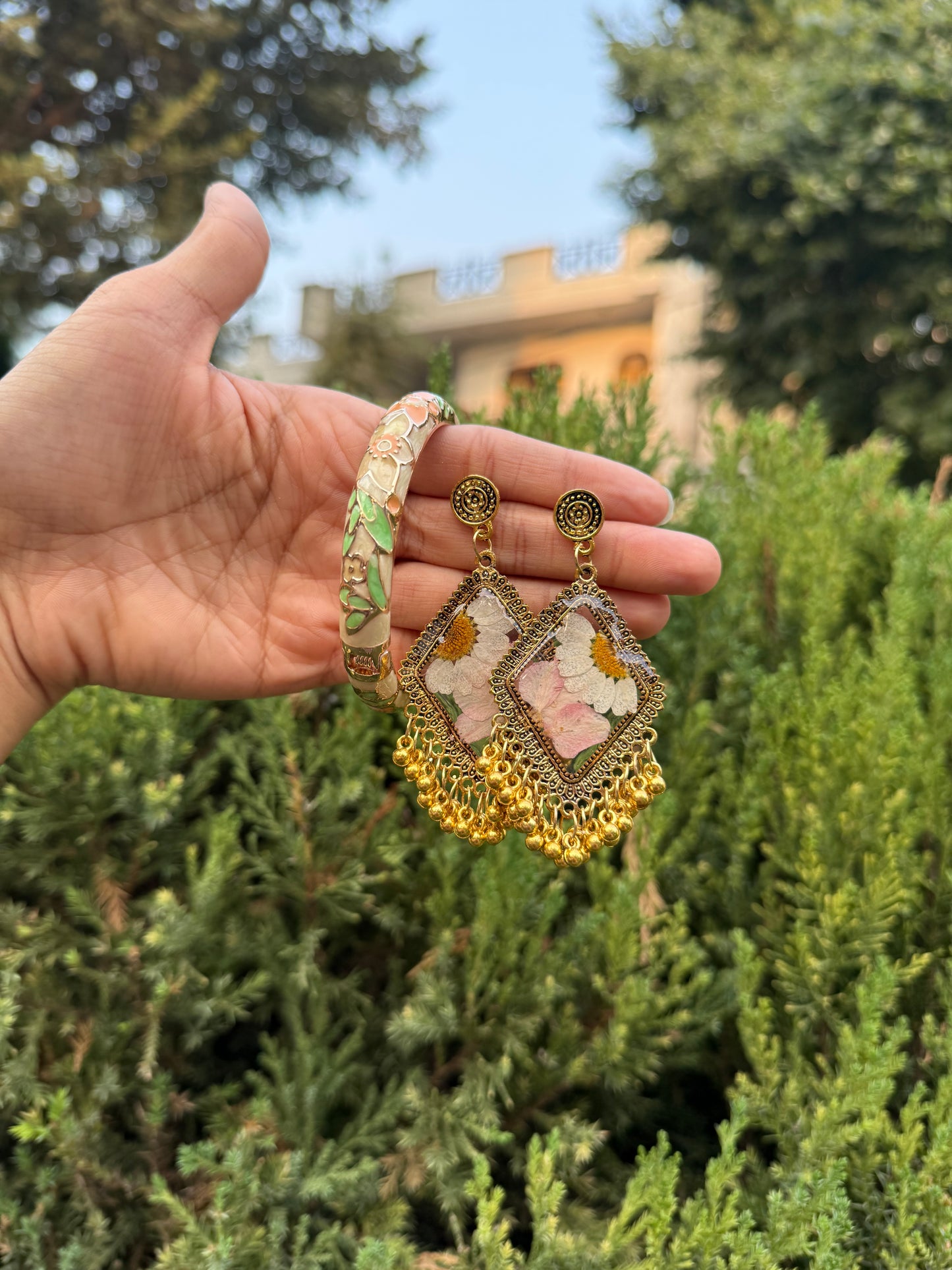 Pastel jhumka & bangle pair