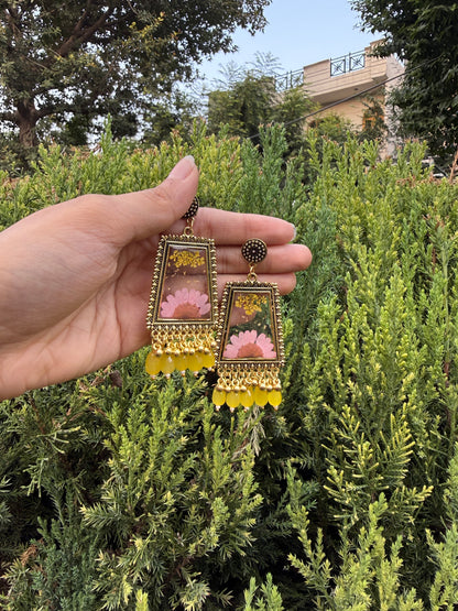 Elegant yellow jhumkas