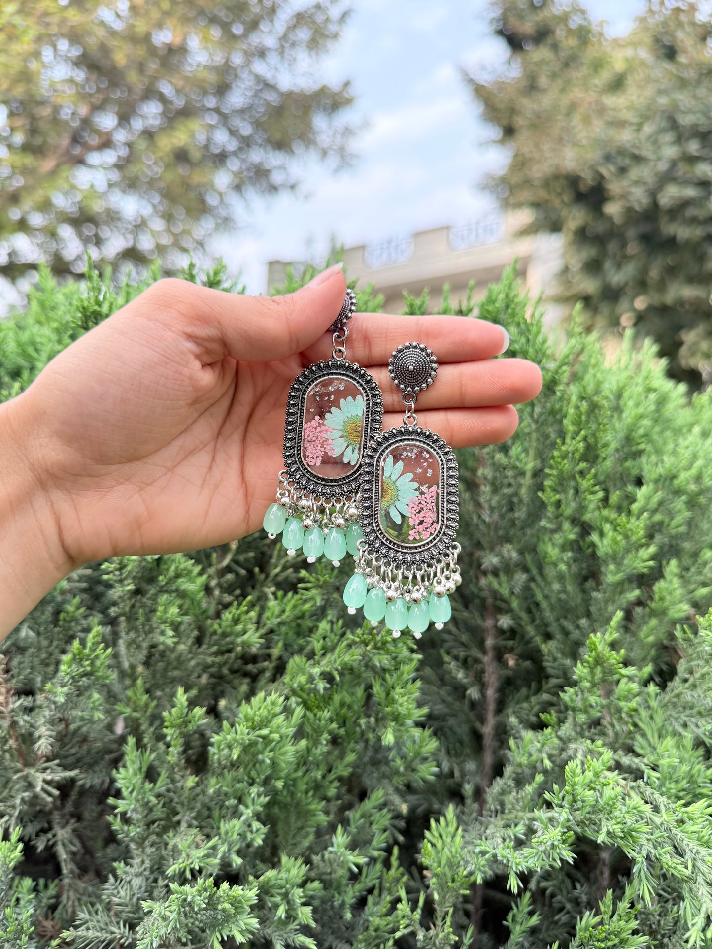 Turquoise mist Jhumka